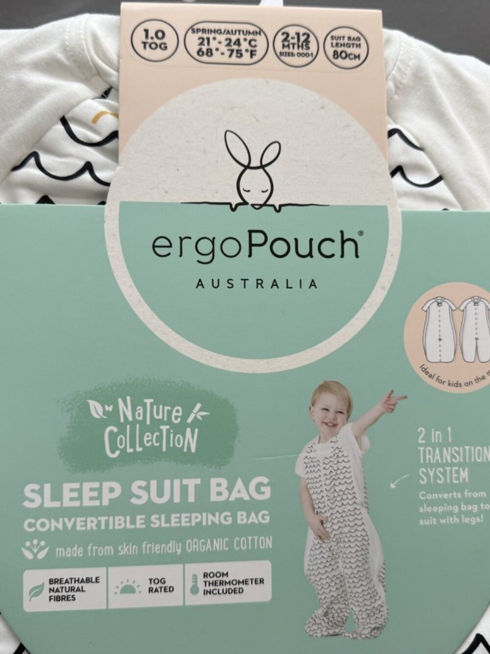 organic cotton short sleeved sleep suit bag